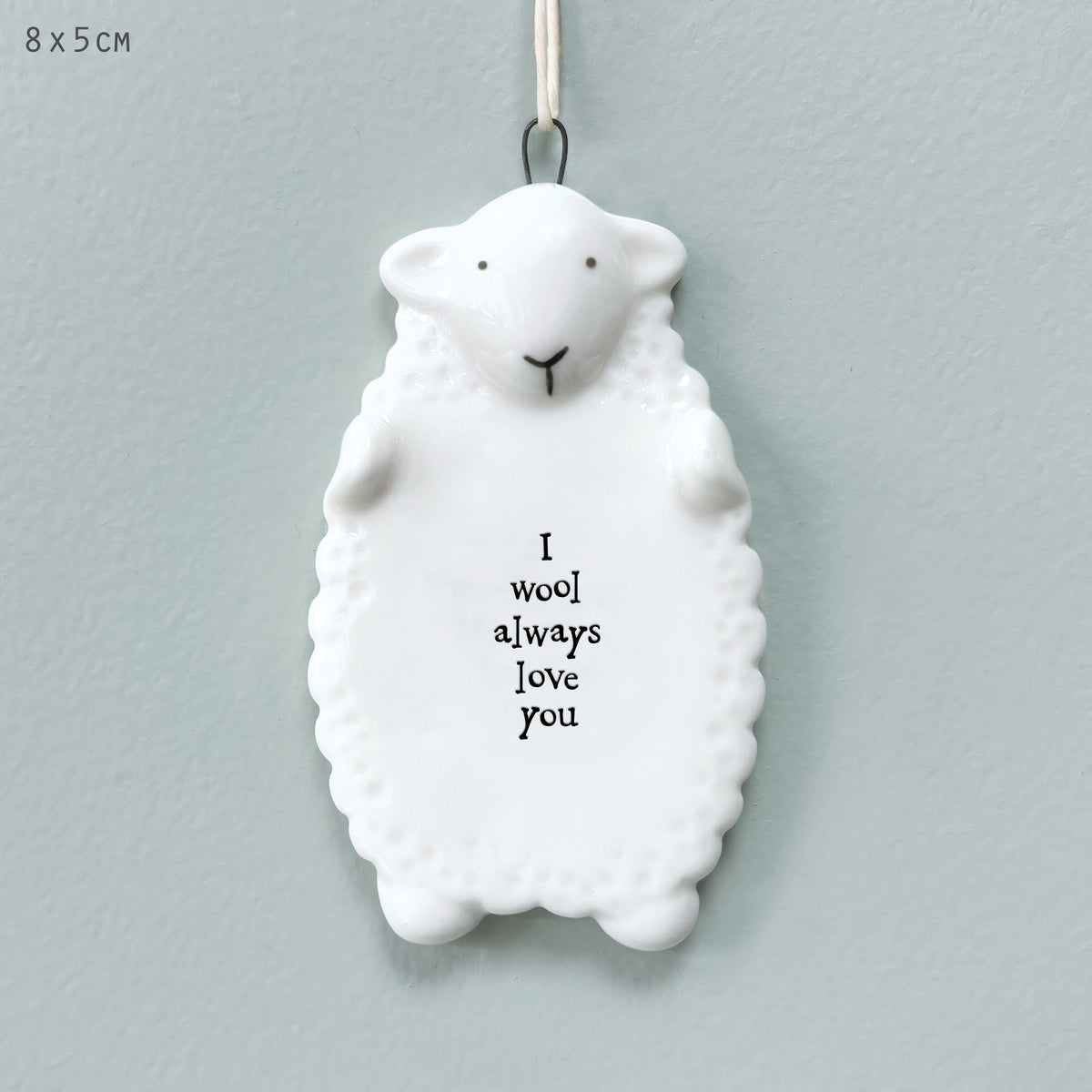 East of India Porcelain Sheep Hanging Decoration - I wool always love you
