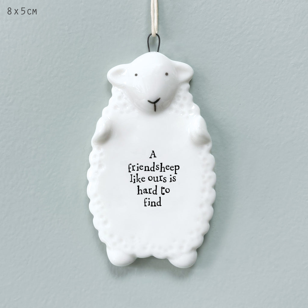 East of India Porcelain Sheep Hanging Decoration - Friendsheep like ours