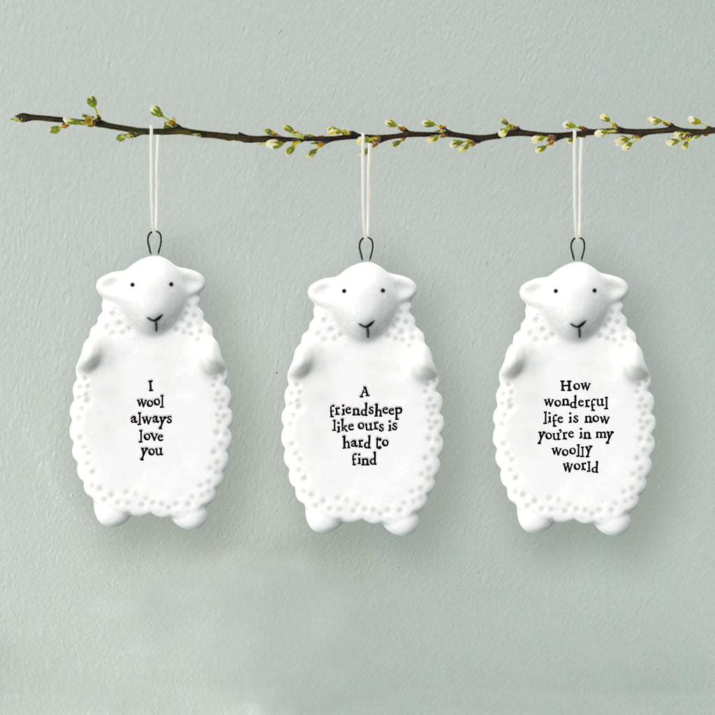 East of India Porcelain Sheep Hanging Decoration - Friendsheep like ours