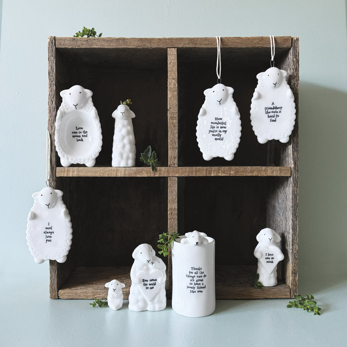 East of India Porcelain Sheep Hanging Decoration - Friendsheep like ours