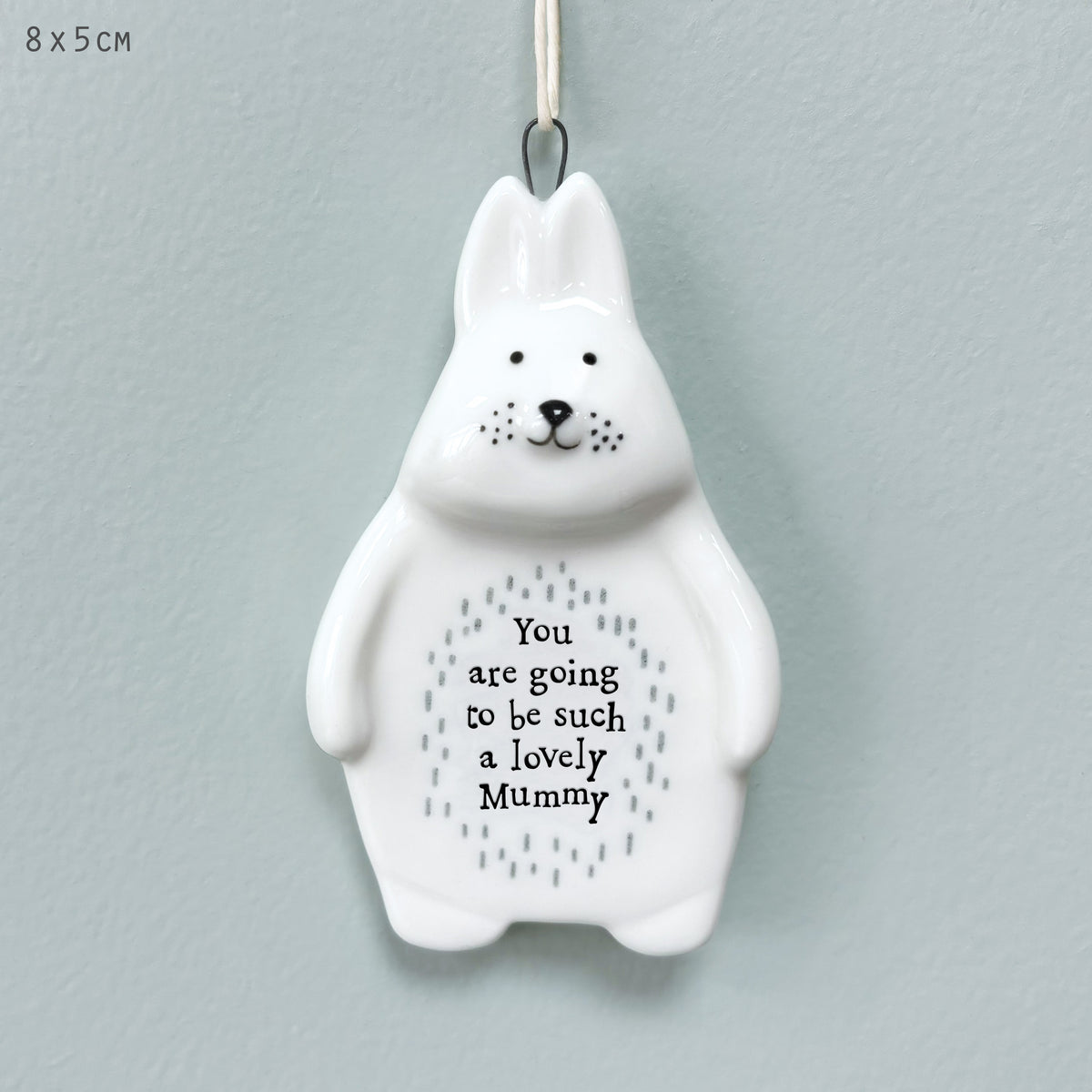 East of India Porcelain Rabbit Hanging Decoration - Going to be such a lovely mummy