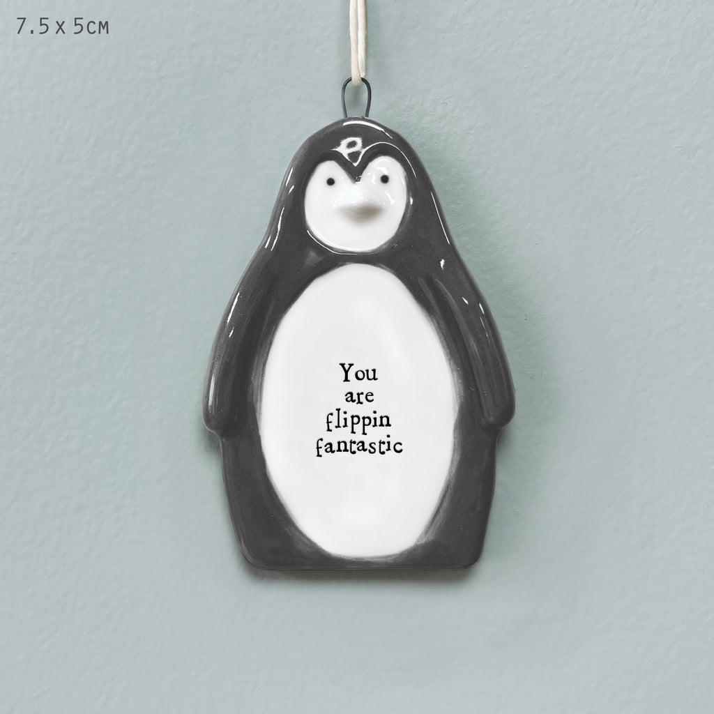 East of India Porcelain Penguin Hanging Decoration - You are flipping fantastic