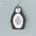 East of India Porcelain Penguin Hanging Decoration - May life be filled with fun