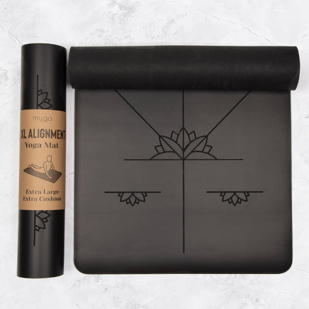 Myga Extra Large Alignment Yoga Mat - Black