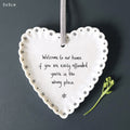 East of India Scallop Hanging Heart - Welcome to our home, if you are easily offended you're in the wrong place