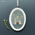 East of India Porcelain Hanging Oval Frame - Away in a manger
