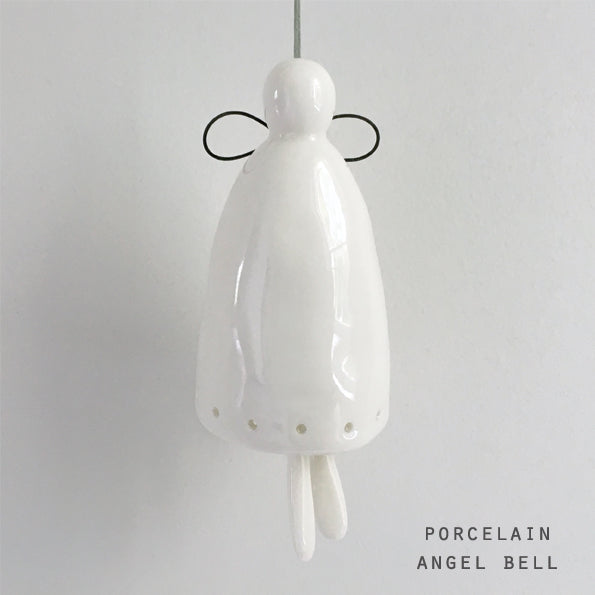 East of India Porcelain Angel Bell Christmas Decoration - Large