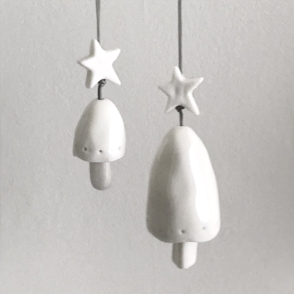 East of India Porcelain Hanging Bell Christmas Decoration - Small