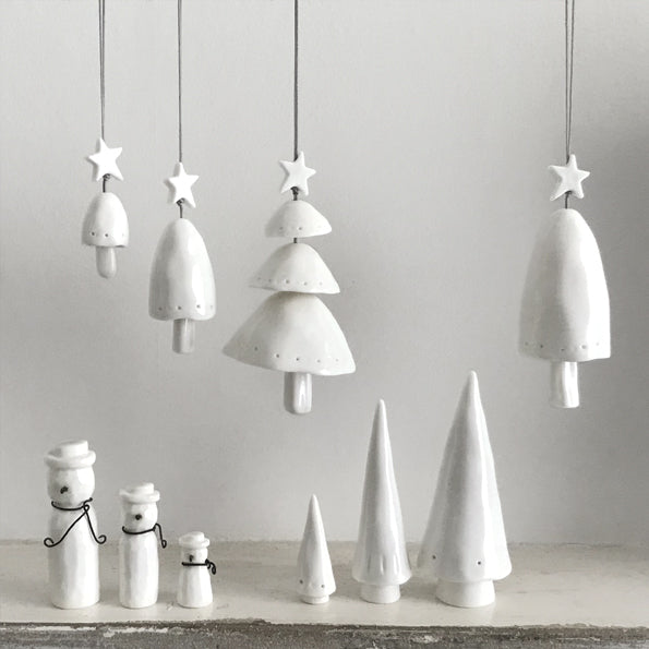 East of India Porcelain Hanging Bell Christmas Decoration - Small