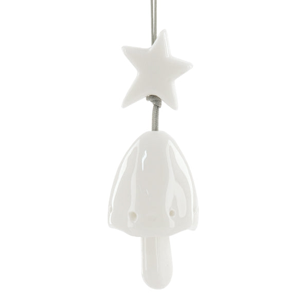 East of India Porcelain Hanging Bell Christmas Decoration - Small