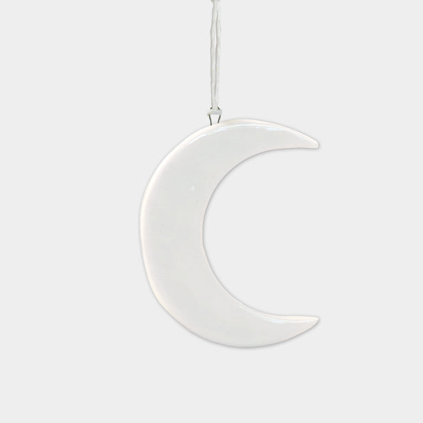 East of India Porcelain Hanging Christmas Decoration - Moon