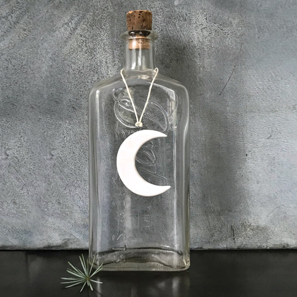 East of India Porcelain Hanging Christmas Decoration - Moon