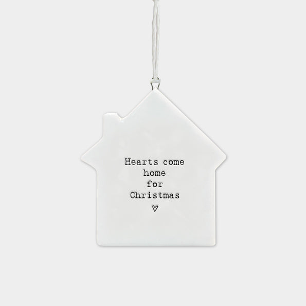 East of India Porcelain Hanging Christmas Decoration - House