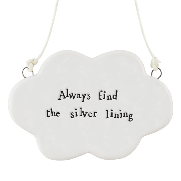East of India Porcelain Hanging Christmas Decoration - Cloud