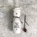 East of India Porcelain Hanging Christmas Decoration - Snowman