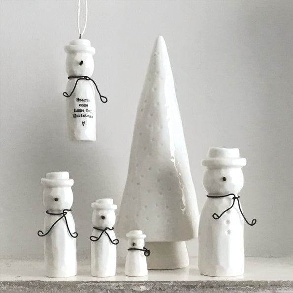 East of India Porcelain Hanging Christmas Decoration - Snowman