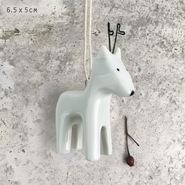 East of India Porcelain Hanging Christmas Decoration - Reindeer