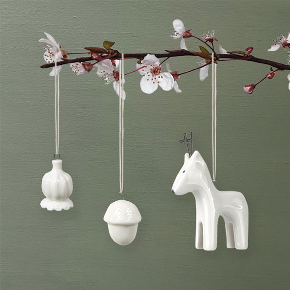 East of India Porcelain Hanging Christmas Decoration - Reindeer