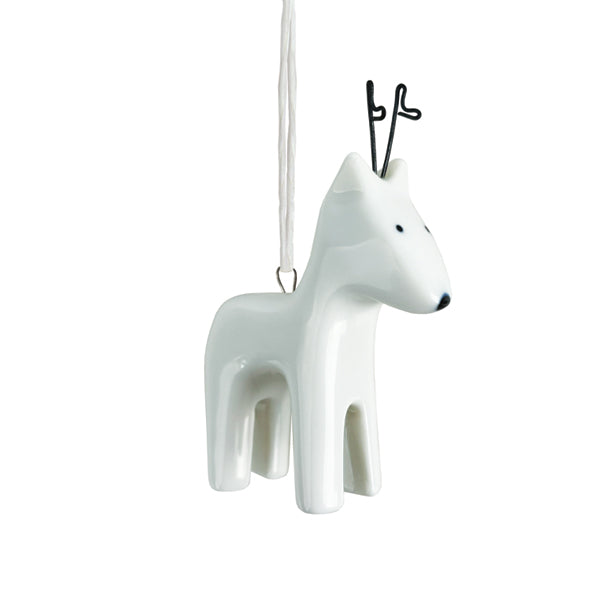 East of India Porcelain Hanging Christmas Decoration - Reindeer