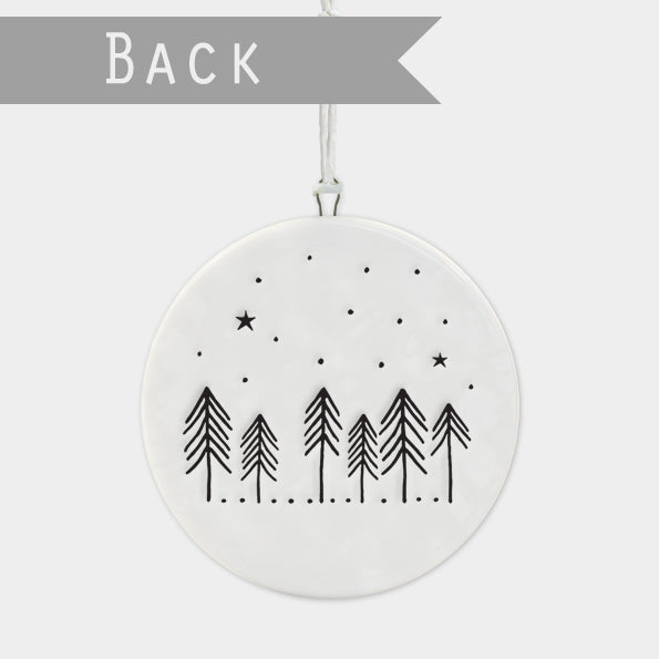 East of India Flat Porcelain Bauble - Cabin in the woods