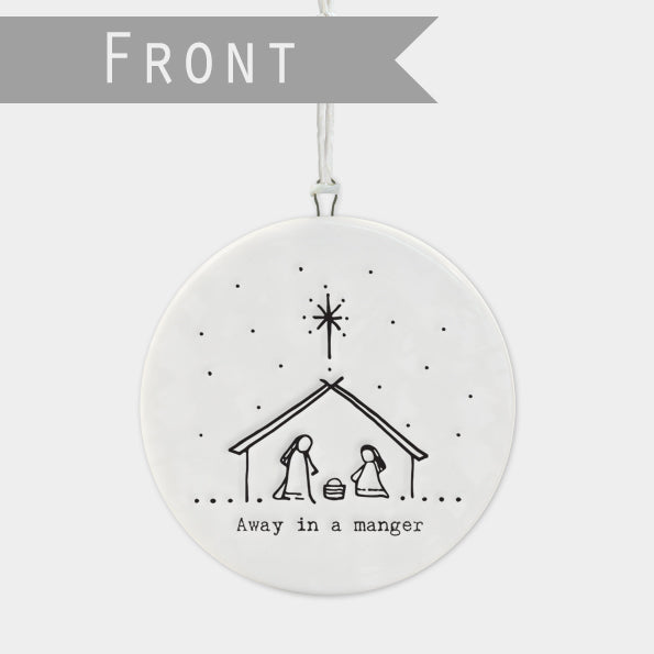 East of India Flat Porcelain Bauble - Nativity scene