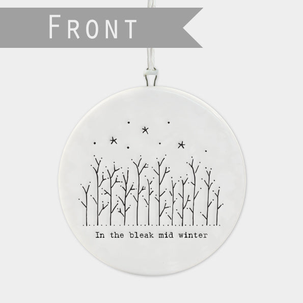 East of India Flat Porcelain Bauble - Bleak midwinter