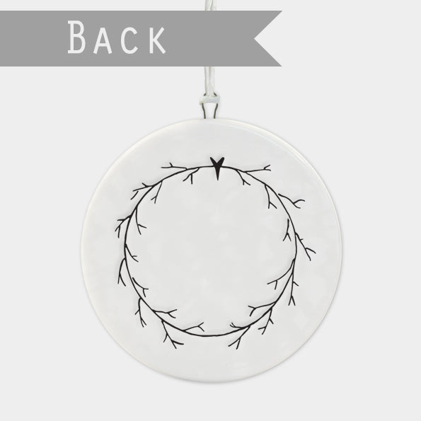 East of India Flat Porcelain Bauble - Bleak midwinter