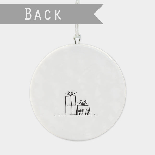 East of India Flat Porcelain Bauble - Glad tidings we bring