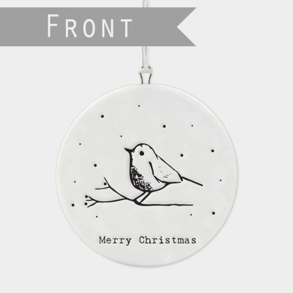East of India Flat Porcelain Bauble - Christmas robin