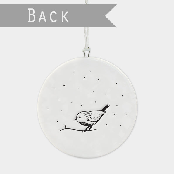 East of India Flat Porcelain Bauble - Robins, most wonderful time