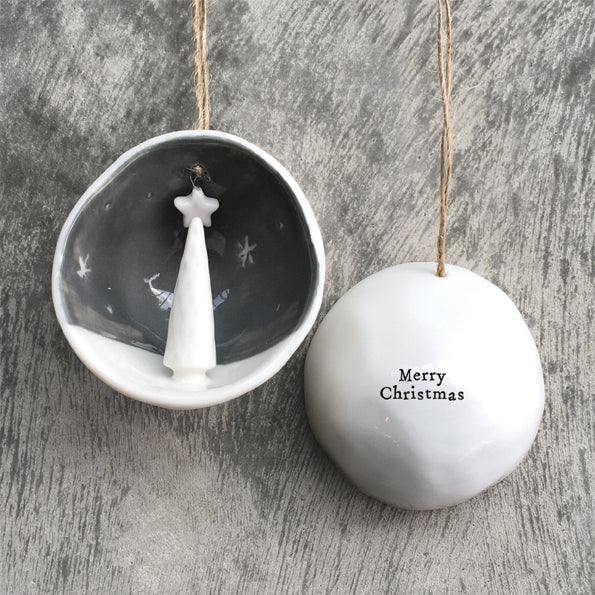 East of India Half Porcelain Bauble - Merry Christmas