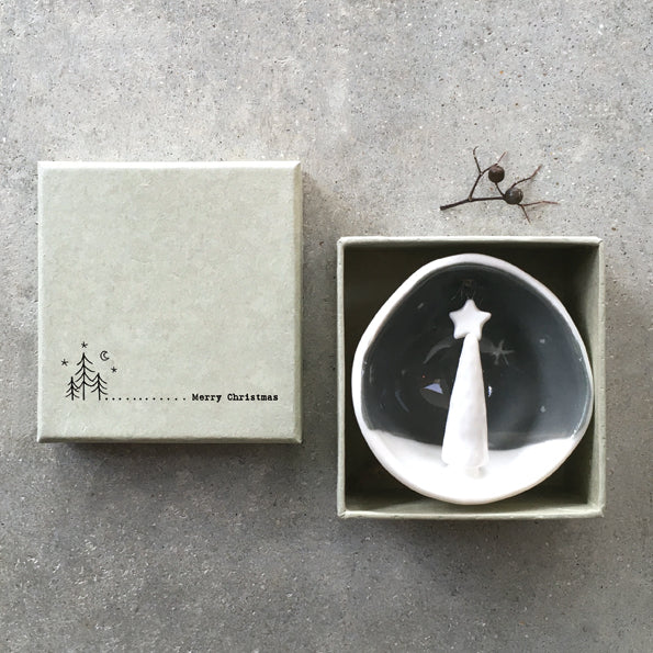 East of India Half Porcelain Bauble - Merry Christmas