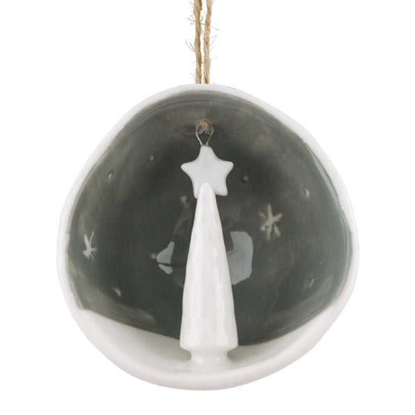 East of India Half Porcelain Bauble - Merry Christmas