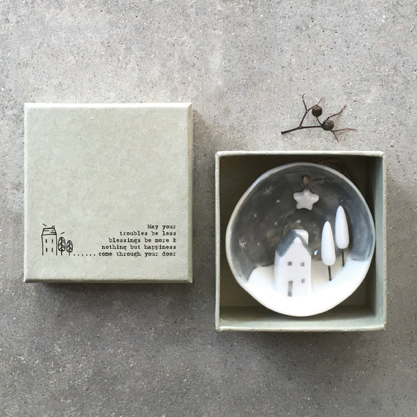 East of India Half Porcelain Bauble - May your troubles