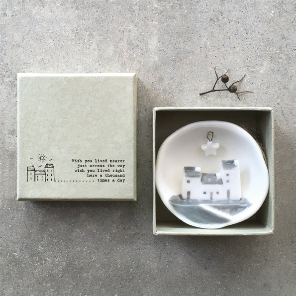 East of India Half Porcelain Bauble - Wish you lived nearer