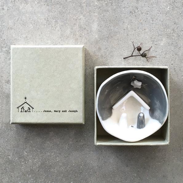 East of India Half Porcelain Bauble - Jesus, Mary and Joseph