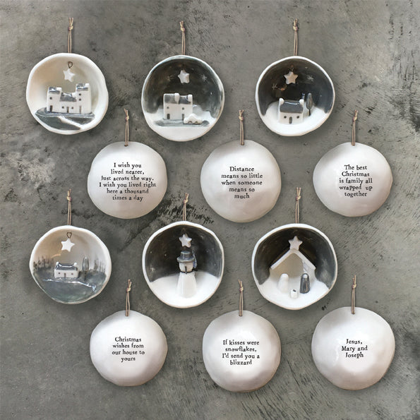East of India Half Porcelain Bauble - Jesus, Mary and Joseph