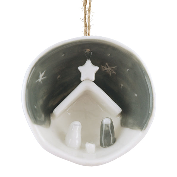 East of India Half Porcelain Bauble - Jesus, Mary and Joseph