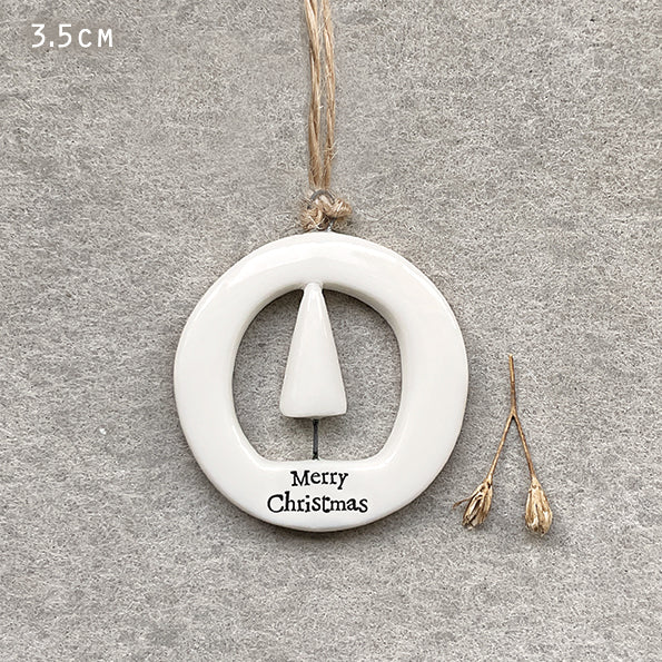 East of India Porcelain Cut Out Hanging Decoration - Merry Christmas