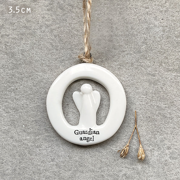 East of India Porcelain Cut Out Hanging Decoration - Guardian angel