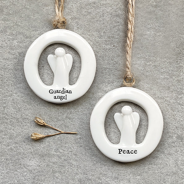 East of India Porcelain Cut Out Hanging Decoration - Guardian angel