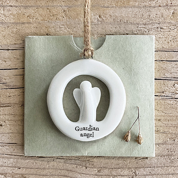 East of India Porcelain Cut Out Hanging Decoration - Guardian angel