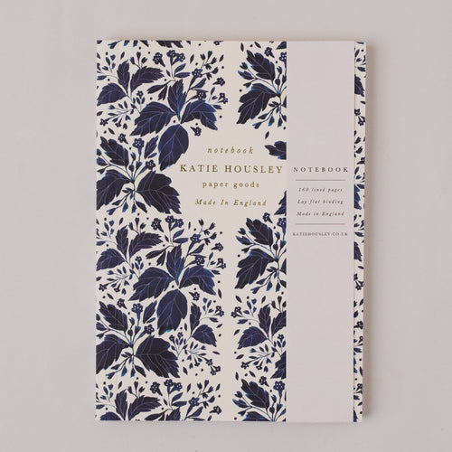 Blue Botanical Foiled A5 Lined Journal