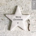 East of India Tiny Porcelain Star Token - Merry Christmas