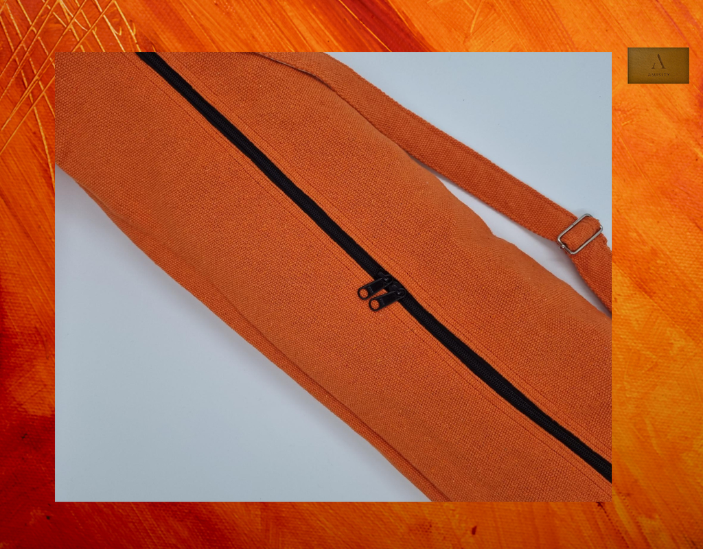 Cotton Linen Yoga Mat Bag - Orange