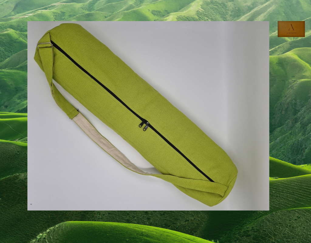 Cotton Linen Yoga Mat Bag - Lime Green