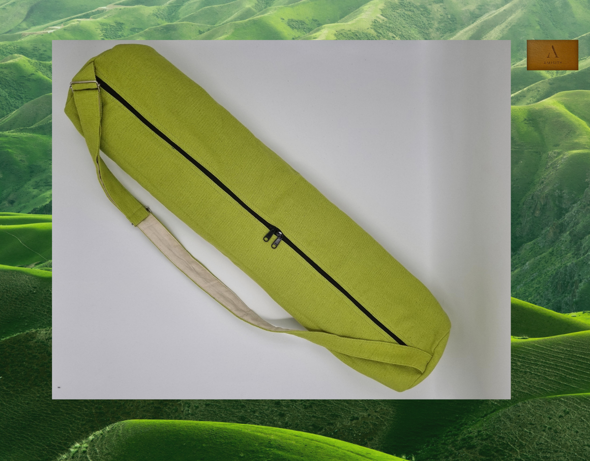 Cotton Linen Yoga Mat Bag - Lime Green