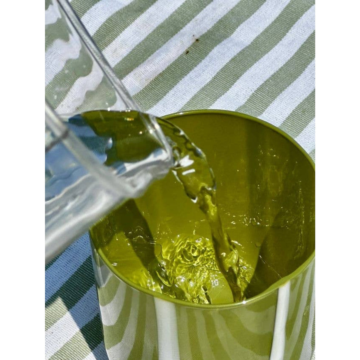 Atina Glass Tumbler - Olive & White