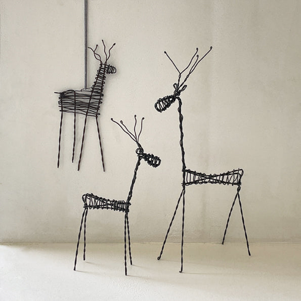 East of India Rusty Wire Standing Reindeer - Large