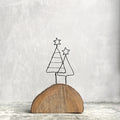 East of India Wire Christmas Trees on Wooden Base